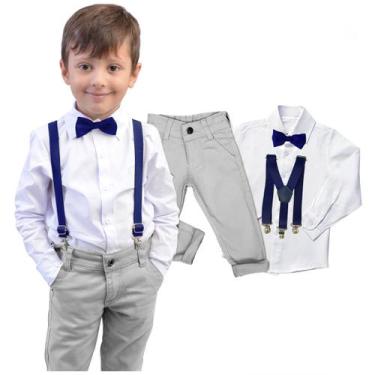 Imagem de Conjunto Social Cinza Manga Longa Calça Casamento Pajem Bebê - Migueli