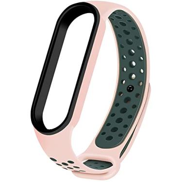 Imagem de Nandos-Store - Pulseira NSmart compatíveis com MI BAND 1/ MI BAND 2 / MI BAND 3 / MI BAND 4 / MI BAND 5 / MI BAND 6 / MI BAND 7 - (MI BAND 7, Rosa com preto NK V2)