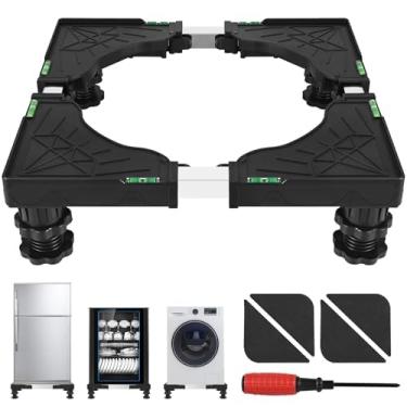 Imagem de ToLanbbt Suporte de mini geladeira altura ajustável 10,4 cm - 13 cm base de suporte de lavadora e secadora com 4 pés fortes para máquina de lavar roupa base de suporte universal para móveis de 40,6 a