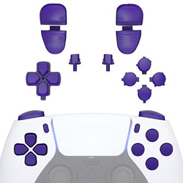 Imagem de eXtremeRate Botões de substituição D-pad R1 L1 R2 L2 Opções de compartilhamento de botões de rosto para controle DualSense 5 PS5, kit de reparo de botões roxos com ferramenta para controle Playstation 5