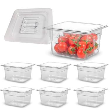 Imagem de 6 Cuba Gastronômica com Tampa Gn 1/6 100mm Acrílico Doceria Açaí Profissional