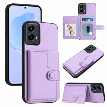 Imagem de Moment Dextrad Capa para Moto G 5G 2024 com suporte para cartão, 5 compartimentos múltiplos, carteira para celular, bloqueio RFID, proteção interna de couro de camada dupla, capas com suporte flip