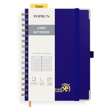 Imagem de POPRUN Caderno de diário espiral forrado, [A5-14,75" x 21,5 cm] - Papel grosso de 120 g/m², 141 páginas numeradas, caderno pautado universitário para homens e mulheres com bolso, abas de índice, 8