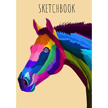 Imagem de Caderno de desenho: Livro de desenho Cavalo Pônei tamanho grande para desenho, esboço, pintura, aquarela, criação: 100 páginas. Caderno e caderno de desenho para artista, ... ideal para lápis de cor,