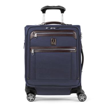 Imagem de Travelpro Mala de mão expansível Platinum Elite Softside, mala giratória de 8 rodas, porta USB, homens e mulheres, internacional, azul marinho, transporte de 48 cm, Azul-marinho verdadeiro, Platinum