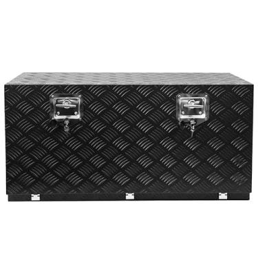 Imagem de CHEINAUTO Caixa de ferramentas de alumínio resistente de 91 cm - Baú organizador de armazenamento de caminhão quadrado à prova d'água para caminhonete, trailer de trailer - trava e chaves com alça em