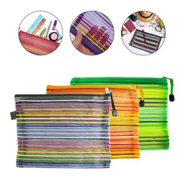 Imagem de Kit 3 Necessaire Estojo Nylon Colorida Viagem Escola Make - Arte Seduç