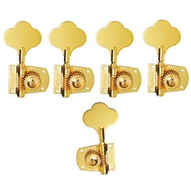 Imagem de KAISH Cloverleaf 5 cordas afinadores de baixo afinadores de baixo 5 cordas teclas de afinação de baixo para padrão/Highway One Series Jazz Bass J Bass/Precision Bass P Bass Ouro 4 direita/1 esquerda