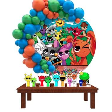 Imagem de Kit Decoração Painel Redondo Festa de Aniversário Infantil Sprunki
