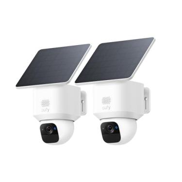 Imagem de eufy Security SoloCam E30, pacote com 2, câmeras de segurança sem fio ao ar livre, câmera solar externa sem fio, panorâmica de 360°, rastreamento AI, clareza 2K, sem taxa mensal