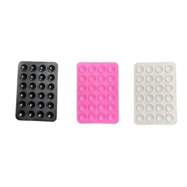 Imagem de Kit 3 Ventosas de Silicone Celular Fixação em Espelhos e Superfícies Lisas - Preto, Rosa e Branco