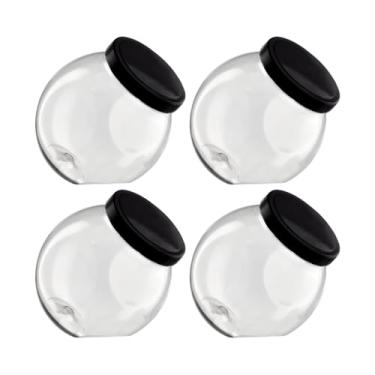 Imagem de 4 Baleiro Plástico 600ml Com Tampa De Rosca Porta Balas Condimentos E Doces (Preto)