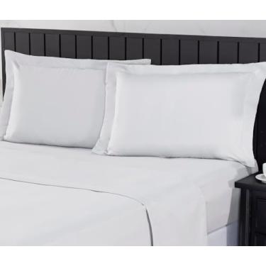 Imagem de Jogo de Cama Casal 400 Fios Percal 04 Peças Com Lençol de Cima e Aba Americana, Antiáca...