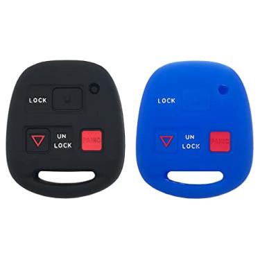 Imagem de vurbemes Capa protetora de silicone para chave para Lexus ES GS GX is LS LX RX SC IS300 IS330 ES300 ES330 RX300 RX330 RX350 LX470 GS300 GS400 GS430 GX470 RX400h SC430 Key Fob ob (preto + Azul:
