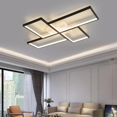 Imagem de Novo preto/ouro levou luzes de lustre para sala de estar quarto de cama decoração de casa L80*W60cm led lâmpada de teto AC110-240v moderno led lustre luminária iluminação interna (Preto)