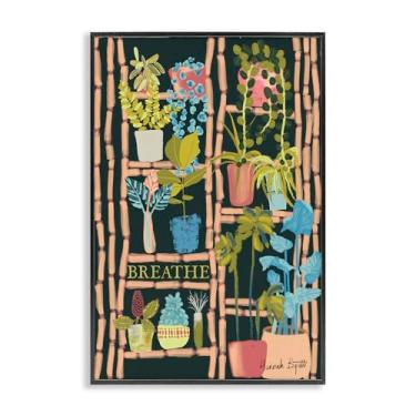Imagem de Stupell Industries Prateleira de plantas em preto preto emoldurado giclée design de arte de parede por Hannah Byatt, 40 x 61 cm