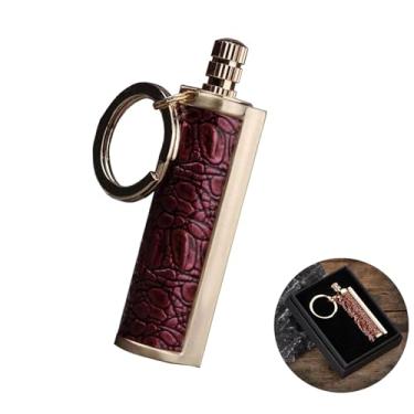 Imagem de Partida permanente, acendedor de fogo, à prova d'água, fósforo, fósforo, com chaveiro, acampamento ao ar livre, sobrevivência, recarregável, isqueiro (sem fluido) (vermelho)
