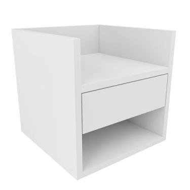 Imagem de Prateleira Suspensa Mesa Cabeceira Com Gaveta Inferior Mdf Branco
