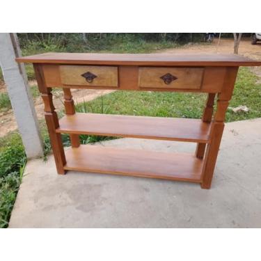 Imagem de Aparador Rústico em Madeira de Demolição, 2 Gavetas, 100 cm, 2 Prateleiras, Marrom