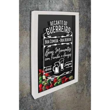 Imagem de Quadro Porta Tampinhas Recanto do Guerreiro - Quadro Novo, 26x36, Bran