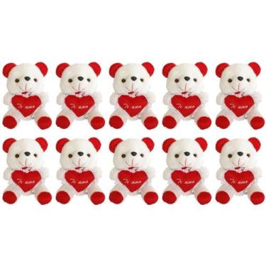 Imagem de Kit Atacadista 10 Ursos Pelúcia Charmoso - Ideal Para Decorar e Presen