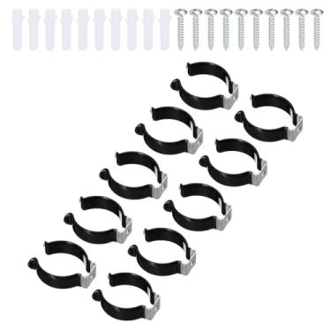 Imagem de Boxonly T12 Suporte de clipes em U para suporte de montagem de lâmpada de LED Suporte de tubo fluorescente de aço inoxidável Braçadeiras de tubo de parafuso de mola clipes de ferramentas preto pacote