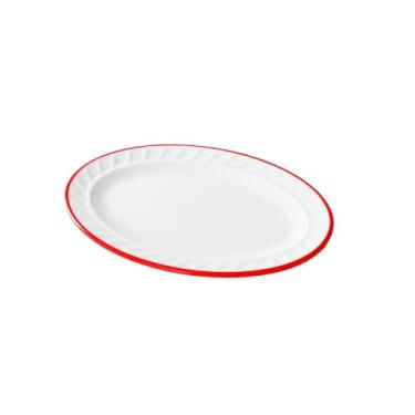 Imagem de Prato de imitação de porcelana minimalista, prato de sopa refogado para restaurante de hotel-P0402-10-vermelho e branco