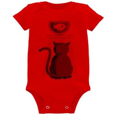 Imagem de Body Bebê Gato e Aquário - Foca na Moda, Vermelho, M