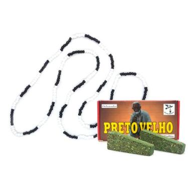 Imagem de Kit Proteção Preto Velho Guia miçanga Defumador Preto Velho - Flash