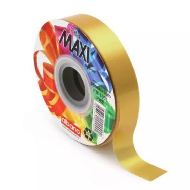 Imagem de Fita Decorativa Maxi Albano De Polipropileno 32mm Rolo com 100m,  Ouro