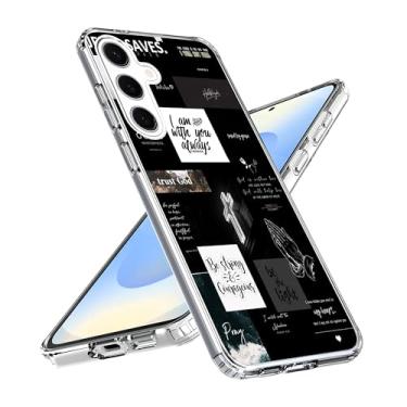 Imagem de Capa compatível com Samsung Galaxy S25 Plus, Black Christian Postive Quotes Slim Soft TPU proteção à prova de choque capa transparente