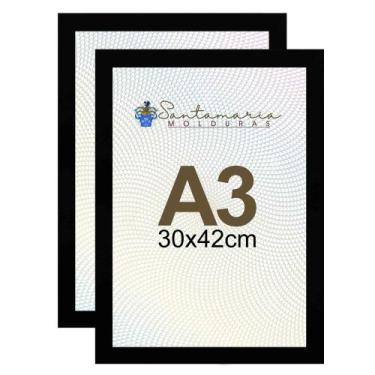 Imagem de Kit 2 Porta Retrato Molduras A3 30x42  Preto - Santamaria Molduras