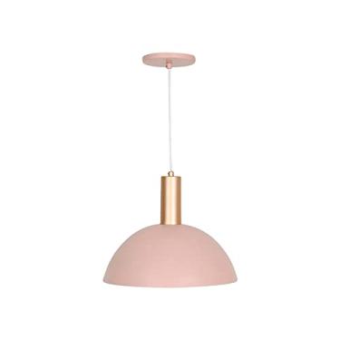 Imagem de Lustre Pendente Roma Meia Esfera 1 Lamp E27 Rosê Fosco/Gold