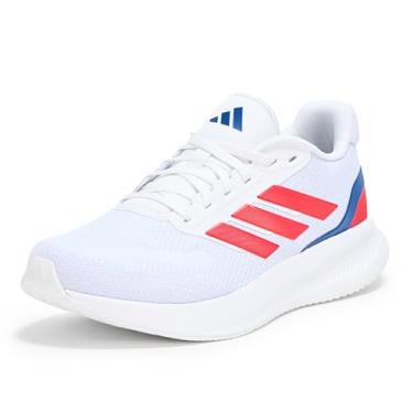 Imagem de adidas Run Falcon 5 Tênis masculino, Branco/semi lúcido vermelho/preto, 37
