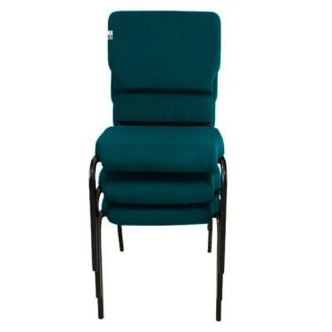 Imagem de 03 Cadeiras Empilhável para Igrejas Evangélicas Linha Church Verde