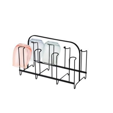 Imagem de Porta Copos Suporte Escorredor de 8 Lugares Preto Organização Cozinha 