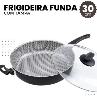 Imagem de Frigideira Funda Wok, Alta 30cm 4,7L Com Tampa Fortaleza Antiaderente