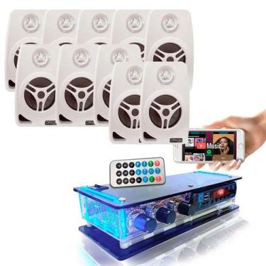 Imagem de Kit Som Ambiente Slim Bt+ 10 Caixas Brancas 55w Casa Sala - ORION