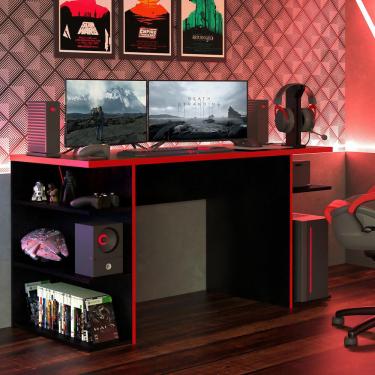 Imagem de Mesa para Computador Gamer Madesa 9409 - Preto/Vermelho