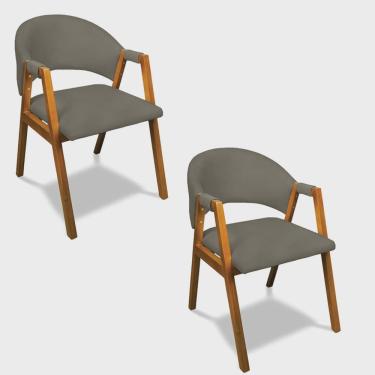 Imagem de Cadeira Sala de Jantar Em Madeira kit 2 Yara Suede Grafite D03 - D'Rossi