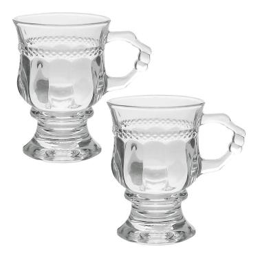 Imagem de Jogo 2 Caneca De Café 117ml Hanover Vidro Cristalino Transparente Xícara Em Casa Tem
