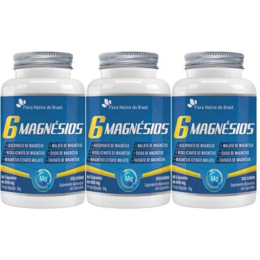 Imagem de Kit 3x 6 Magnésios Taurato Malato Bisglicinato Citrato 60 Capsulas 600mg
