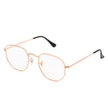 Imagem de Armação Óculos Grau Clipon Masculino 2 Em 1 Hexagonal Dourad