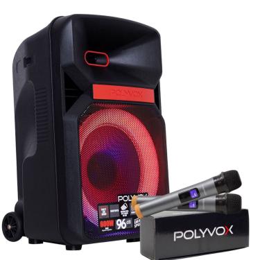 Imagem de Caixa De Som Amplificada Xc-812 Polyvox Bluetooth Usb 600w + 2 Microfones sem Fio Polyvox