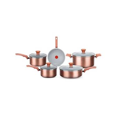 Imagem de Conjunto de Panelas 5 Peças Rochedo Ceramic Rose Gold com Revestimento Cerâmico – Rose Gold