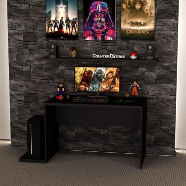 Imagem de Mesa para Computador Gamer 120x60 Cm Escritório Preto