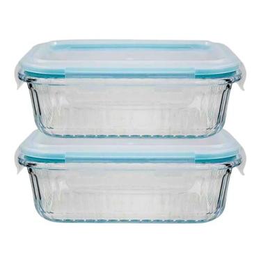 Imagem de Kit 2 Pote Hermético 370ML Vidro Marmita/Lancheira Frutas Fit - Belo V