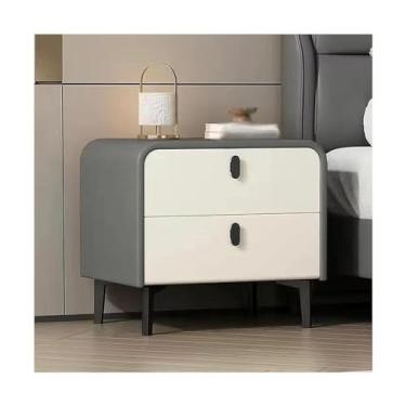 Imagem de PEYNIR Mesa de cabeceira mesa lateral com gavetas mesa de cabeceira mesa lateral quarto com pernas de madeira maciça espaço de armazenamento (tamanho: 50 x 40 x 48 cm) cabeceira baú estreito