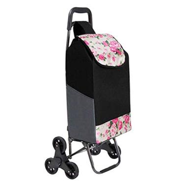 Imagem de YGCBL Carrinhos de mão portáteis multifuncionais, estrutura de aço, à prova d'água, tecido Oxford, montagem, rolamento dobrável, roda de borracha, 8 cores, D