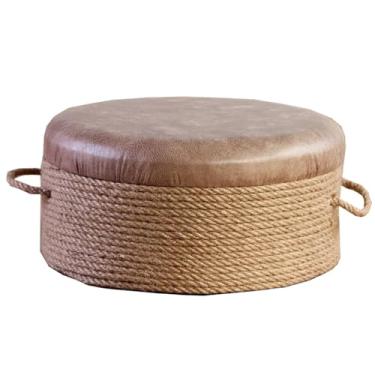 Imagem de 5JJJLOOOPP Espreguiçadeira redonda tecida à mão, tecidos naturais, assento decorado para casa para sala de estar, assento de quarto apoio para os pés (cor: marrom, tamanho: C) (/marrom A)